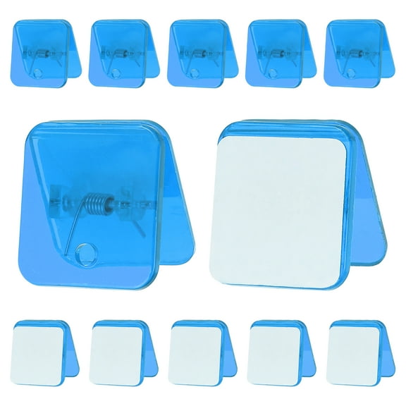 Uxcell 12 Pcs Plastic Self Adhesive Clips Sticky Clips Wall Clips Photo Clip, Blue