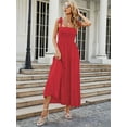 thumbnail image 4 of Deago Women's Summer Boho Spaghetti Strap Square Neck Ruffle Casual Flowy Long Beach Sun Dress Swing Party Maxi Dress (Red, S), 4 of 9
