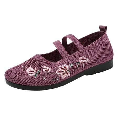 

nsendm Female Shoes Adult Comfy Business Casual Shoes Women Shallow Mouth Single Shoe Mesh Breathable Casual Shoes Soft Sole Mom s Home Sandals Purple 8.5