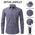 thumbnail image 3 of XINQIHANG Chemise Habillée à Manches Longues pour Hommes Coupe Régulière Décontractée Boutonnée Unie avec Poches, 3 of 7
