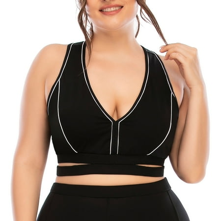 

Women Plus Size Racerback Sports Bra V Neck Vest Crop Yoga Activewear