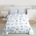 thumbnail image 2 of Feelyou Blue Princess Bowknot Queen Comforter Set, Fashion Rustic Rose Bedding Set, 3pcs, 2 of 8