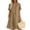 *Khaki, variant on ClodeEU Women's Linen Blend V Neck Short Sleeve Half Button Midi Dress with Pockets ,Solid Color Casual Summer Dress Army Green,Women's Plus XXXL