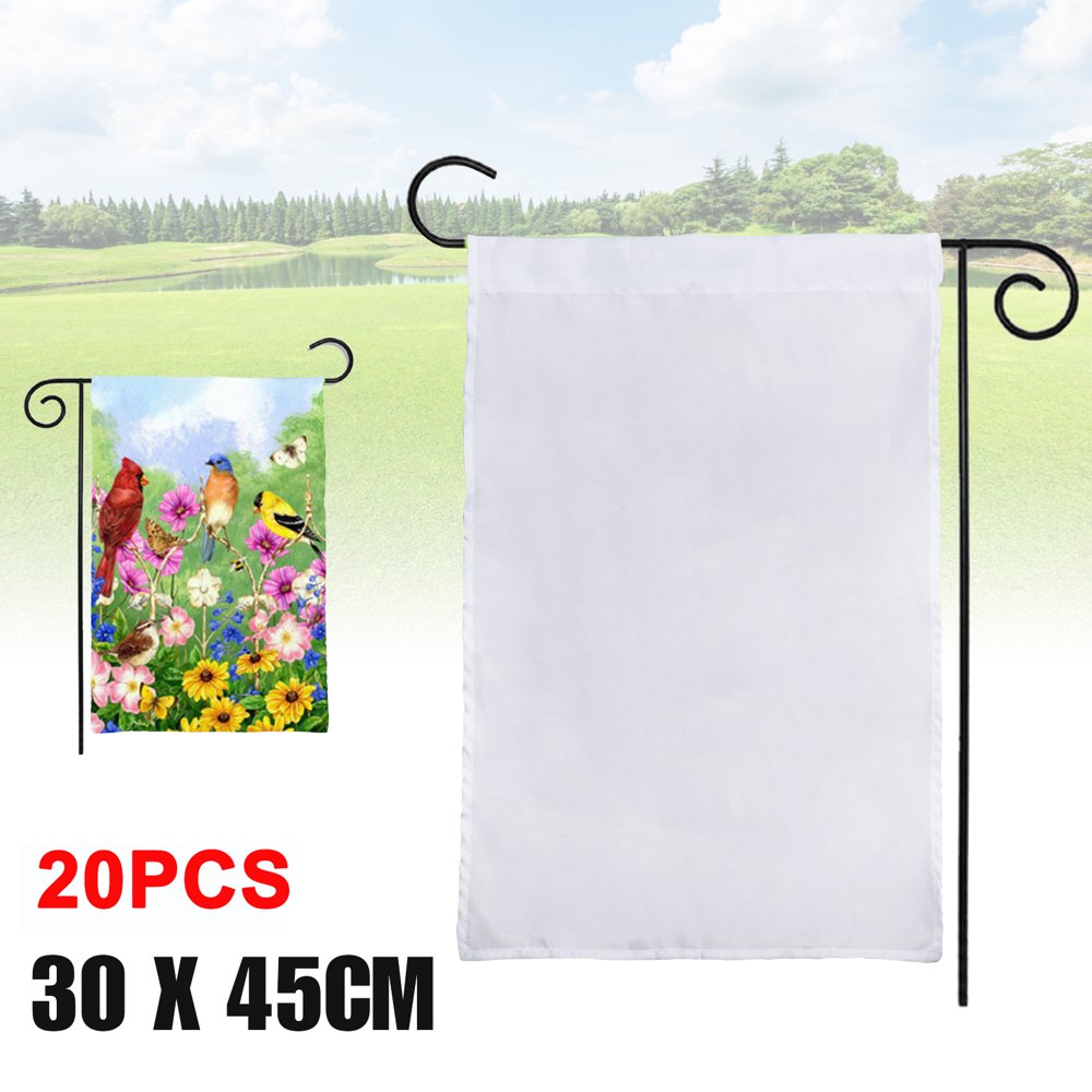 TSV 10pcs/20pcs Pure White 12 x 18in Blank Garden Flag, DIY Craft