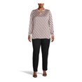 thumbnail image 1 of Anne Klein Womens Striped Pullover Blouse, Pink, 3X, 1 of 1