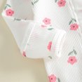 thumbnail image 6 of Cjfdfy Newborn Baby Girl Floral Footed Outfit Romper Zip Front Long Sleeve Ribbed Ruffle Trim Jumpsuit Bow Headband Infant Cute Coming Home Fall Winter Outfit, 6 of 9