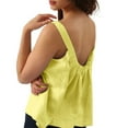 thumbnail image 2 of Otntypg Womens Linen Tank Tops Summer Cute Sleeveless Square Neck Loose Fit Shirts Trendy Oversized Soft Cotton Tunic Blouses Yellow S, 2 of 10