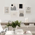 thumbnail image 2 of PixonSign Framed Canvas Print Wall Art Set - Duotone Dark Mountain Matisse & Humanities Pattern - Set of 6 Abstract Geometric Poster Cultural Art Wall Décor - 11"x14"x6 White, 2 of 5