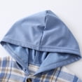 thumbnail image 3 of Jolyshlid Boys 2 Piece Summer Outfit Set Plaid Shirt and Shorts Casual Clothing Set for Kids 11-12Years,Light Blue, 3 of 8