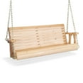 thumbnail image 3 of Ktaxon Patio Wooden Porch Swing for Courtyard & Garden, Heavy Duty 880 LBS Swing Chair Bench with Hanging Chains for Outdoors (Nature,4 FT), 3 of 9