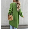 thumbnail image 2 of Women's Neck Cardigan Sweater Chunky Solid Casual Long Sweater Coat Open Front Knitwear Fashion Winter Coats, 2 of 13