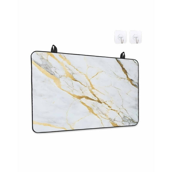 Stove Top Covers for Electric Stove 36x21 Inches, Marble White Gold Heat Insulation Fireproof Glass Cooktop Protector, Modern Marbles Geometric Multipurpose Countertop Stovetop Cover for Kitchen