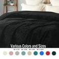 thumbnail image 4 of Exclusivo Mezcla King Size Jacquard Weave Wave Pattern Flannel Fleece Velvet Plush Bed Blanket as Bedspread/Coverlet/Bed Cover (90" x 104", Black), 4 of 7
