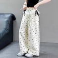 thumbnail image 5 of CPNG Girls Sweatpants Sweet Bow Print Elastic High Waist Wide Leg Baggy Pants with Lace Trim Loose Street Style Casual Pants, 5 of 8