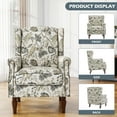 thumbnail image 5 of DREAMSIDEA Wingback Accent Chair Sets of 2 with Nailhead Trim & Retro Wood Legs, Beige Plants Floral Pattern Arm Chair for Living Room, 5 of 6