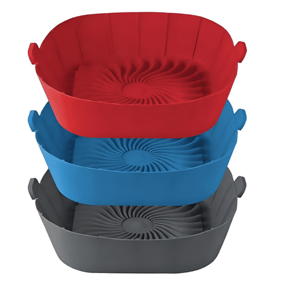 3 Pieces Square Air Fryer Silicone Liners, Small Non-Stick Reusable Air Fryer Liners Silicone Pot Basket Bowl Liner Baking Tray Air Fryer Accessories