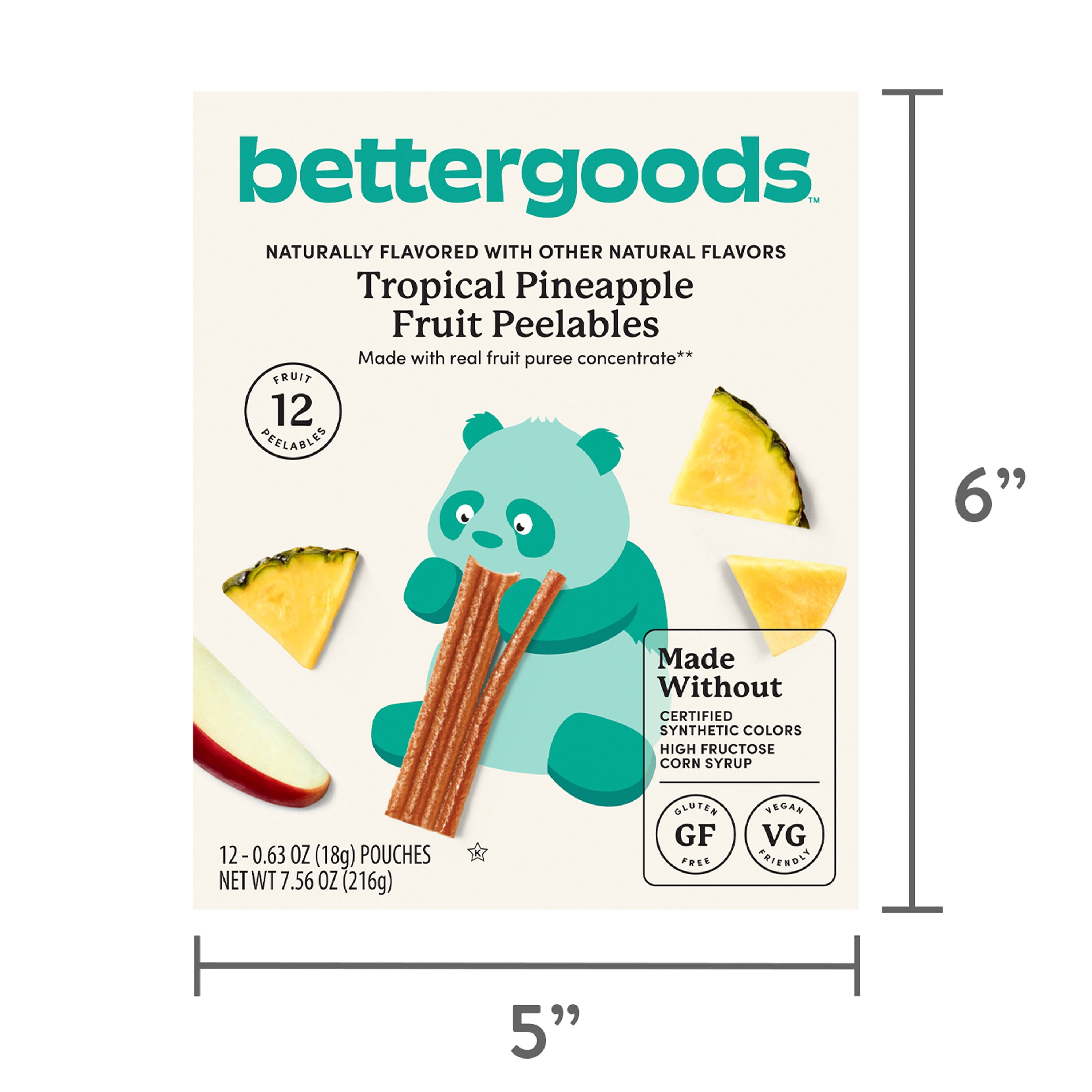 bettergoods Tropical Pineapple Fruit Peelables, 0.63 oz, 12 Count