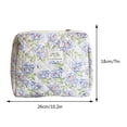 thumbnail image 2 of Cartera de maquillaje de dibujos animados para mujer con cremallera para pinceles de viaje (flores) azul, 2 of 6