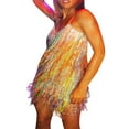 thumbnail image 2 of Femmes Paillettes Paillettes Club Partie Robe Sparkle Spaghetti Robe Sans Manches Dos avec Pompons, 2 of 4