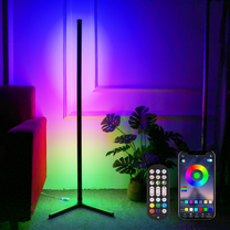 Neoglint Corner Floor Lamp, 49.6" RGB Color Changing LED Corner Light, Modern Music Sync Tall Standing Lamp with APP & Remote Control Floor Lamps for Living Room Bedroom Gaming Room