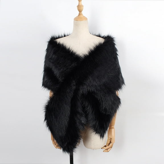 Prolriy Shawl Wraps for Women Faux Long Shawl Stole Wrap Scarf Bridal Wedding Shawls and Wraps for Evening Dresses Black