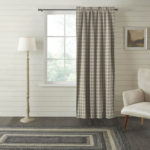 VHC Brands Sawyer Mill Charcoal Plaid Blackout Panel 84x40