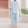thumbnail image 3 of zbxnLI Plus Size Womens Pajama Sets Floral Short Sleeve Sleepwear Capri Pants Pjs Sets Loungewear Outfits, 3 of 7