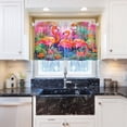 thumbnail image 5 of FREEAMG 36 Inch Length Kitchen Curtains Flamingos Palm 2 Panels Half Window Sheer Curtains Rod Pocket Farmhouse Short Drapes for Bathroom Cafe Basement, 5 of 7