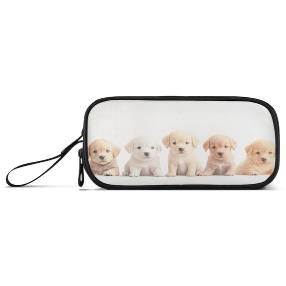 Cute Puppies in A Line Pencil Case Stationary Holder Pen Bag Pencil Pouch Tool Organizer 3 Compartments