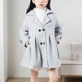 thumbnail image 2 of CPNG Toddler Little Girls Double Breasted Trench Coat Dress Coats Lapel Long Trench Coats Outerwear with Pockets(Light Ashy,9-10 Years), 2 of 4