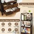 thumbnail image 4 of Gymax 4-tier Bookshelf w/ 2 Storage Drawers Sturdy Metal Frame Anti-toppling Devices Brown, 4 of 10