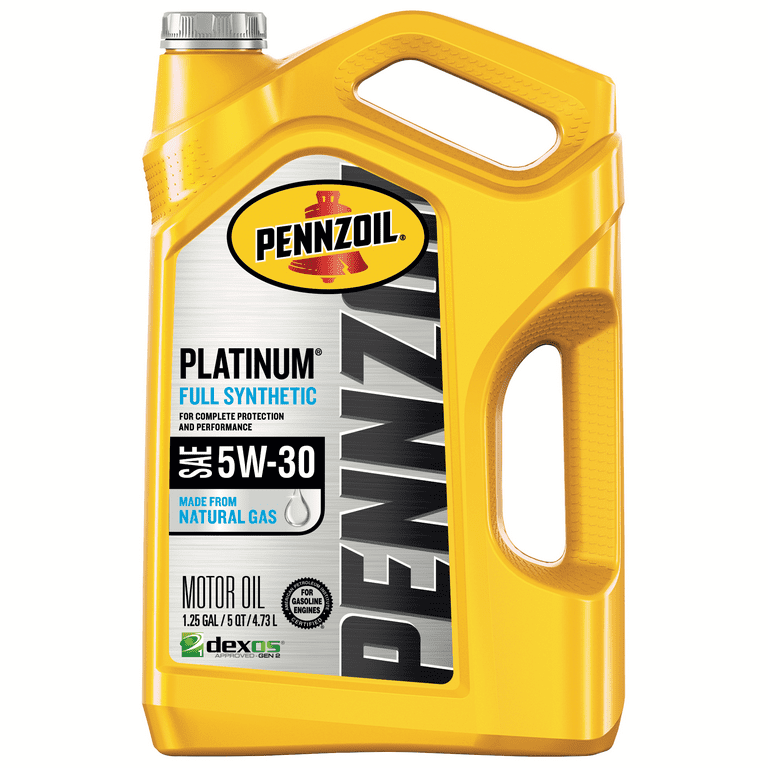Pennzoil Platinum 5W-30 Dexos Full Synthetic Motor Oil, 5 qt