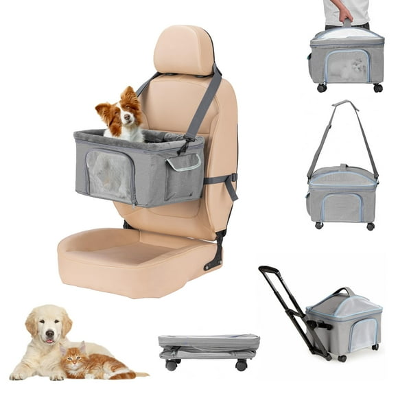 NOVOLAB Pet Carrier for Small Dog Cat, Cat Dog Carrier with Wheels Soft Sided Dog Rolling Crate Cat Travel Bag up to 15 Lbs Pet Strollers for Small Pets
