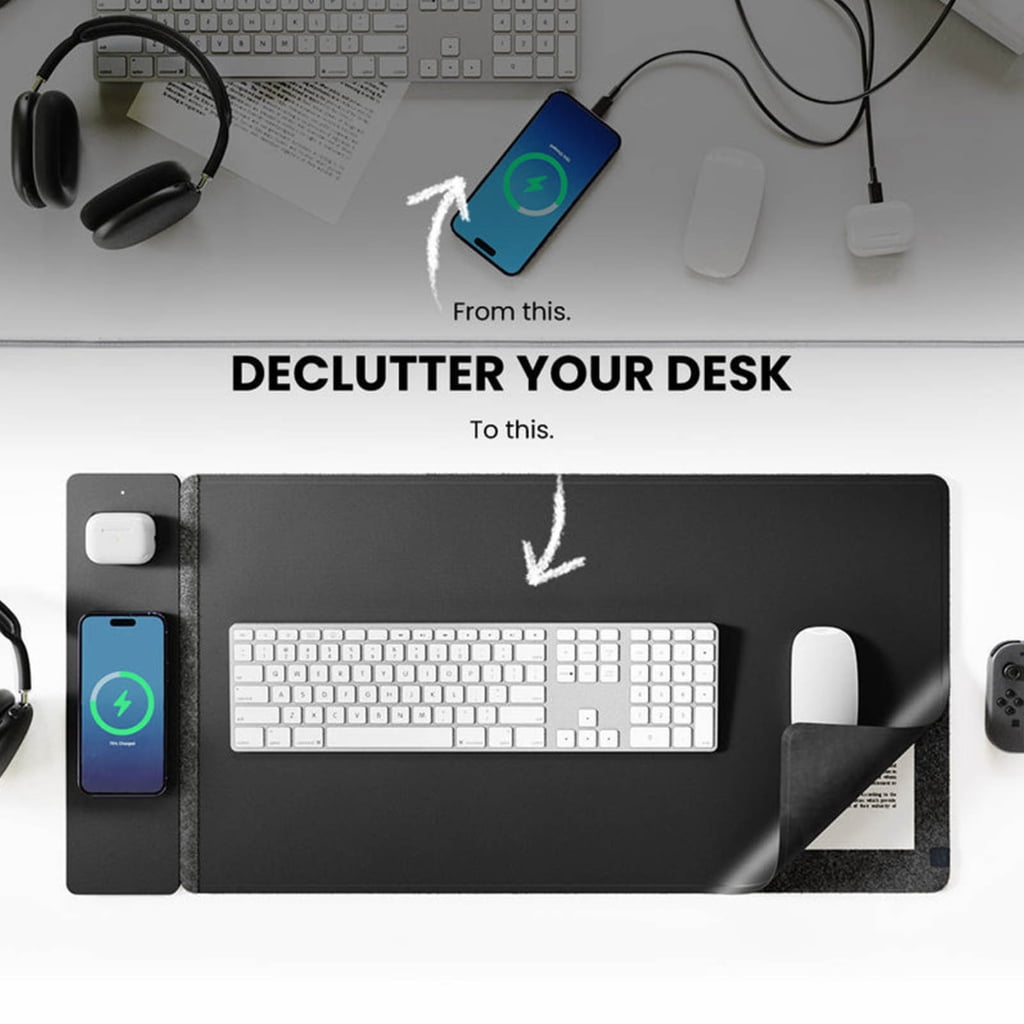 Yammee Magnetic Gaming Mouse Pad with 15W Wireless Charging Mousepad Nonslip Mouse Mat Replacement for Gaming Desk PC Office
