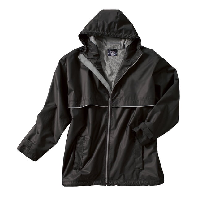 Charles River Apparel Men's New Englander Waterproof Rain Jacket (Reg & Ext Sizes), Black/Grey, XL
