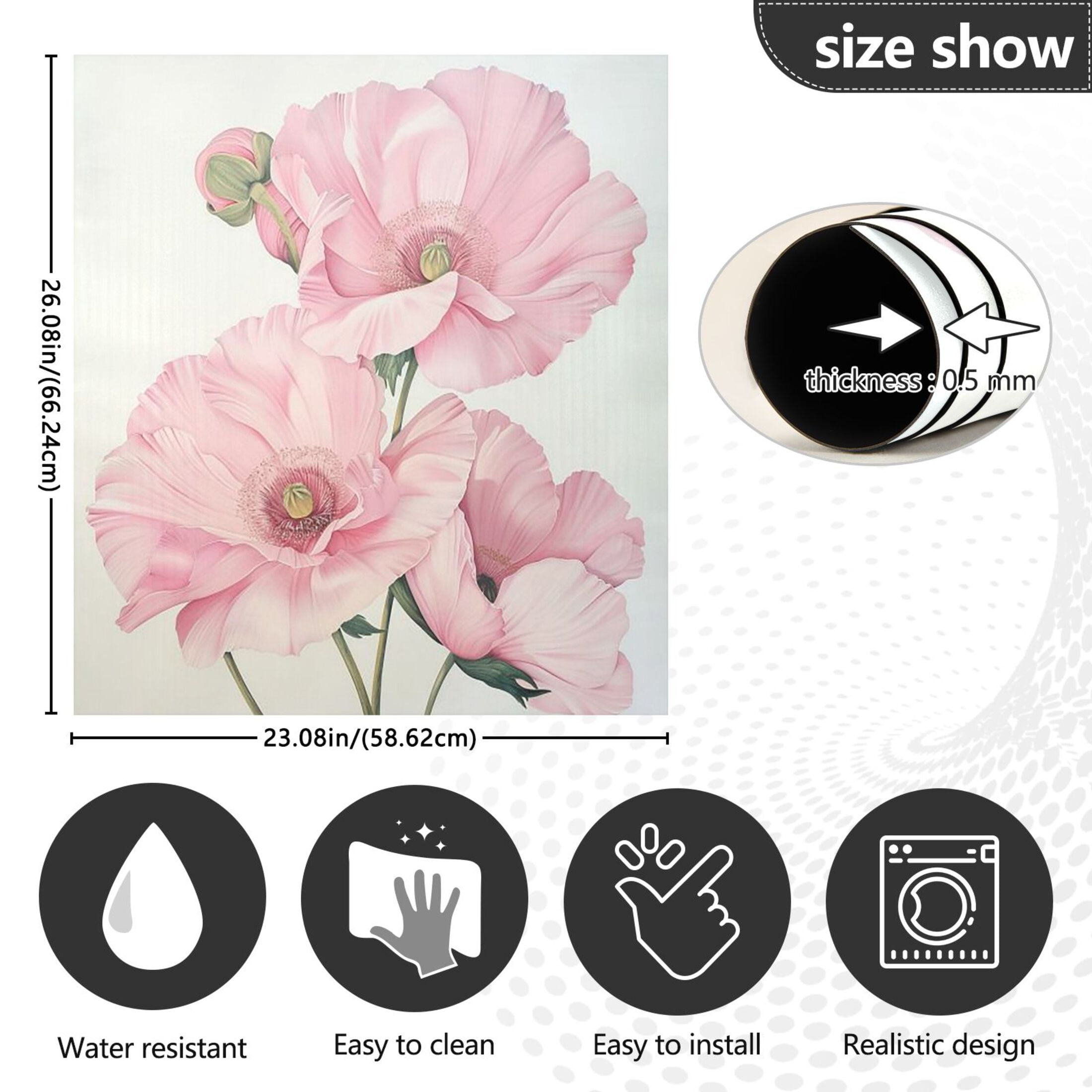 Dishwasher Magnetic Sticker 23x26 Inch Refrigerator Magnetic Sticker Washing Machine Magnetic Sticker Kitchen Panel Magnetic Sticker Home Decor Pink Large Flowers