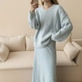 thumbnail image 7 of GigrtiJin Knitted Outfits for Women Long Sleeve Crewneck Pullover Sweater and Midi A-Line Skirt Elegant 2 Piece Sets, 7 of 7