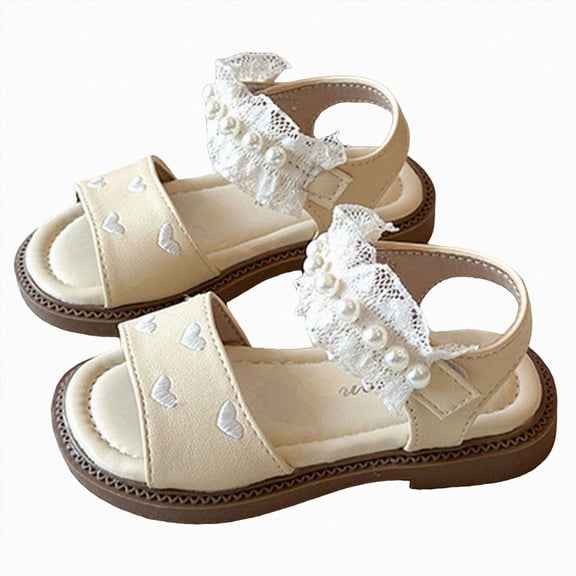 Ymyiu Girls' Sandals Girls Sandals Open Toe Kids Summer Flat Sandals with Zipper Fashion Dress Flower Shoes for Party Size 9 (Yellow,Toddler 9)