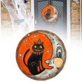 thumbnail image 1 of WHEANG Halloween Retro Cat And Moon Wooden Circular Logo Creative Decorative Board，Halloween Look Wall Art Moon And Wooden Sign, 1 of 5