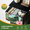 thumbnail image 5 of 4 Drawer Vertical Storage Dresser Tropical exotic flowers hummingbirds palm leaves jungle with Wood Top Fabric Pull Drawers, 5 of 8