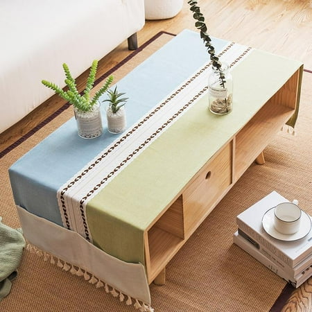 

Tablecloth - Cotton Linen with Side Pocket Storage Tablecloth Rectangular Stain Resistant 60x160 cm