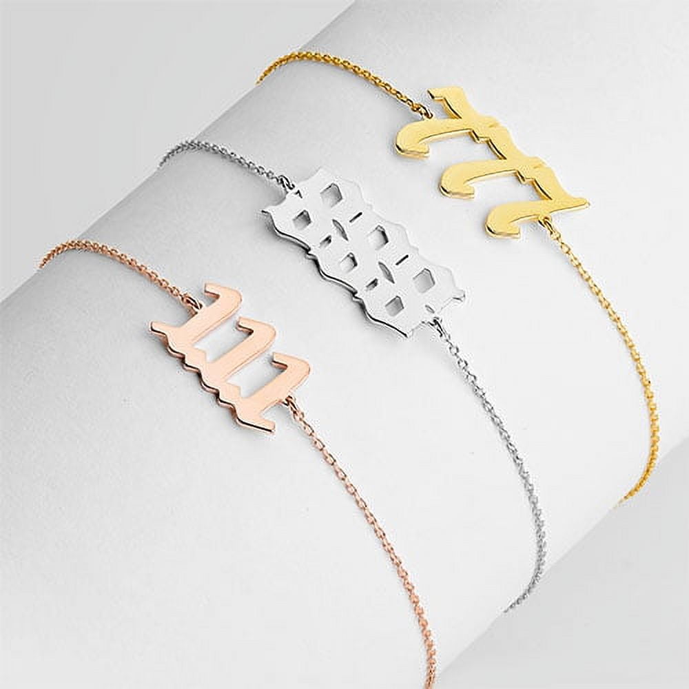 Personalized Planet Women's Old English Angel Number Bracelet