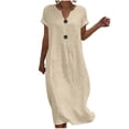 thumbnail image 2 of Homenesgenics Maxi Dresses for Women Plus Size Fashion Women Loose Solid Color O Puff Sleeve Casual Short Sleeves Dress, 2 of 6