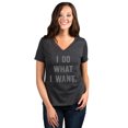 thumbnail image 2 of I Do What I Want Women's Fashion Relaxed V-Neck T-Shirt Tee Charcoal Grey Medium, 2 of 3