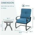 thumbnail image 6 of Outdoor Furniture 3Pcs Patio Bistro Set, Springs Motion Chairs and Bistro Round Table Set, Metal Small Patio Conversation Set with Cushions (Peacock Blue), 6 of 6