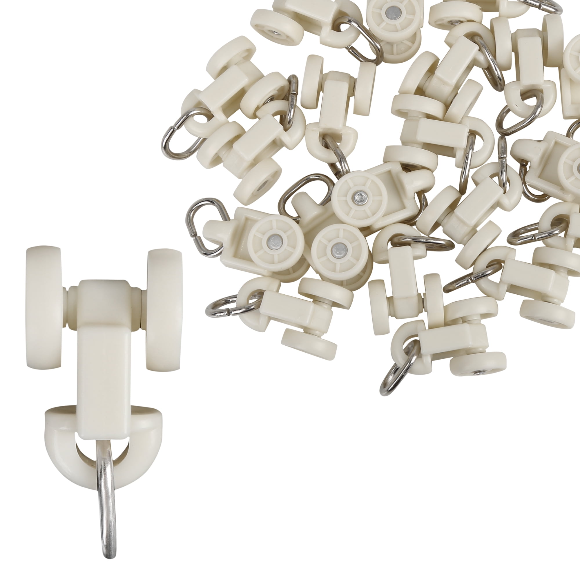 20 Pcs PlasticWhite Curtain Track Rollers 38mm x 18mm for Car RV Caravan Motorhome