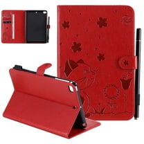 Allytech iPad Mini 5 Case, iPad Mini 4 Case, iPad Mini 1 2 3 Case, PU Leather Folio Flip Smart Cover Auto Sleep Wake Shockproof Pencil Holder Case for Apple iPad Mini 1 2 3 4 5, Red