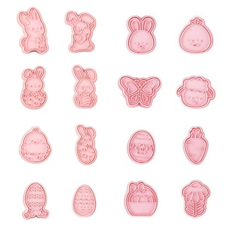 

FAIOIN 16 PCS/24 PCS Easter Cookie Cutter Set Plastic Material Easter Series Shape Biscuit Cutters Cookie Stamps for DIY Baking