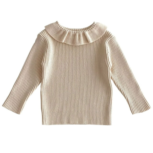 ameIAEA Toddler Baby Girls Pullover Sweater Kids Fall Winter Long Sleeve Ribbed Knitted Tops