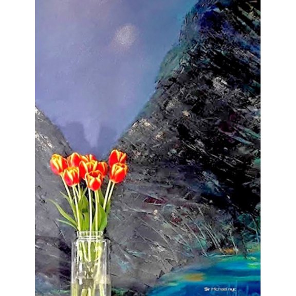 Pre-Owned Orange tulips Artist grid journal $ir Michael designer Limited edition: Abstract Artist grid journal $ir Michael Limited edition (Hardcover) 1714790118 9781714790111